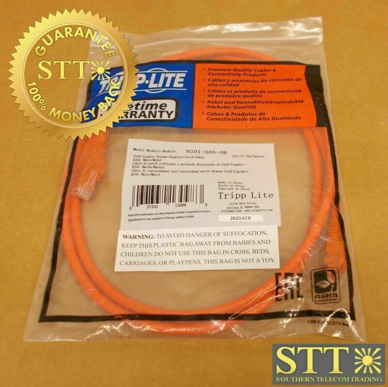 N201-005-OR TRIPP-LITE CAT 6 PATCH CORD 5FT ORANGE NEW
 - 90 DAY WARRANTY