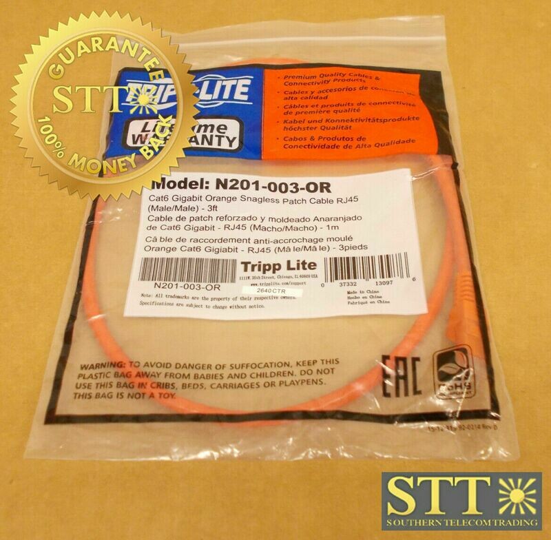 N201-003-OR TRIPP-LITE CAT 6 PATCH CORD 3FT ORANGE NEW
 - 90 DAY WARRANTY