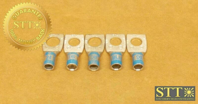 54136 THOMAS &amp; BETTS COMP LUG 3/8&quot; STUD 5/8&quot; SPC BLUE W/ WINDOW (LOT OF 5) NEW - 90 DAY WARRANTY