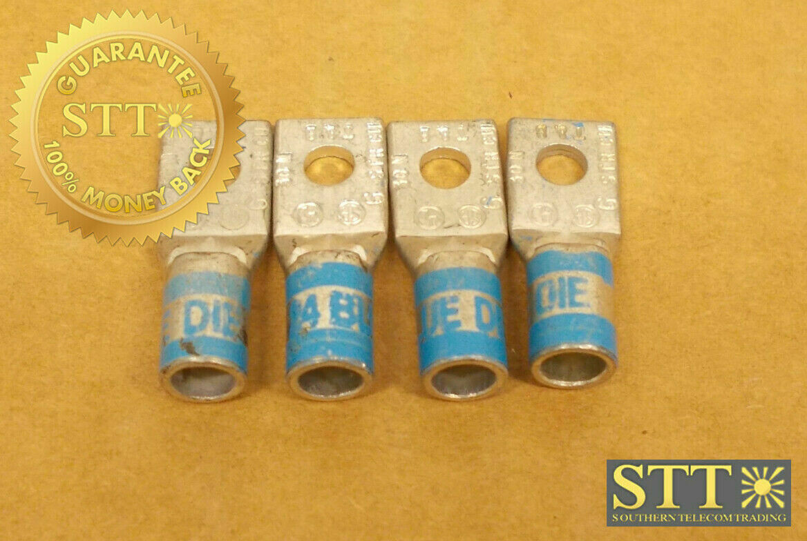 54134 THOMAS &amp; BETTS COMP LUG #10 STUD 1-HOLE BLUE (LOT OF 4) NEW - 90 DAY WARRANTY