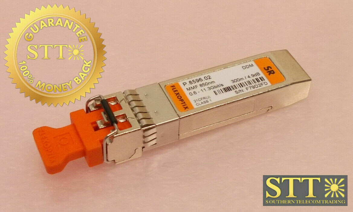 P.8596.02 FLEXOPTIX 10G SFP+ SR MULTIMODE 850NM 300M LC TRANSCEIVER NEW - 90 DAY WARRANTY