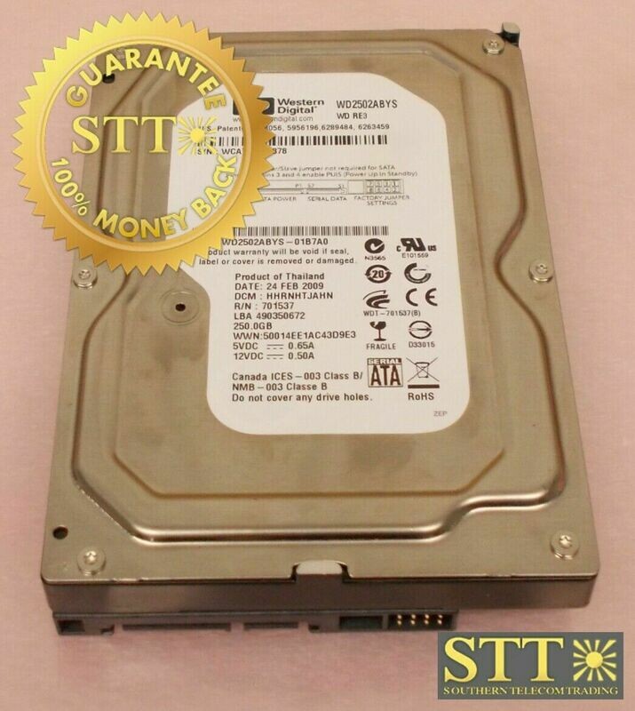 WD2502ABYS WESTERN DIGITAL RE3 250GB 16MB CACHE 7200RPM SATA HD 3.0Gb/s 3.5&quot; REFURBISHED - 90 DAY WARRANTY