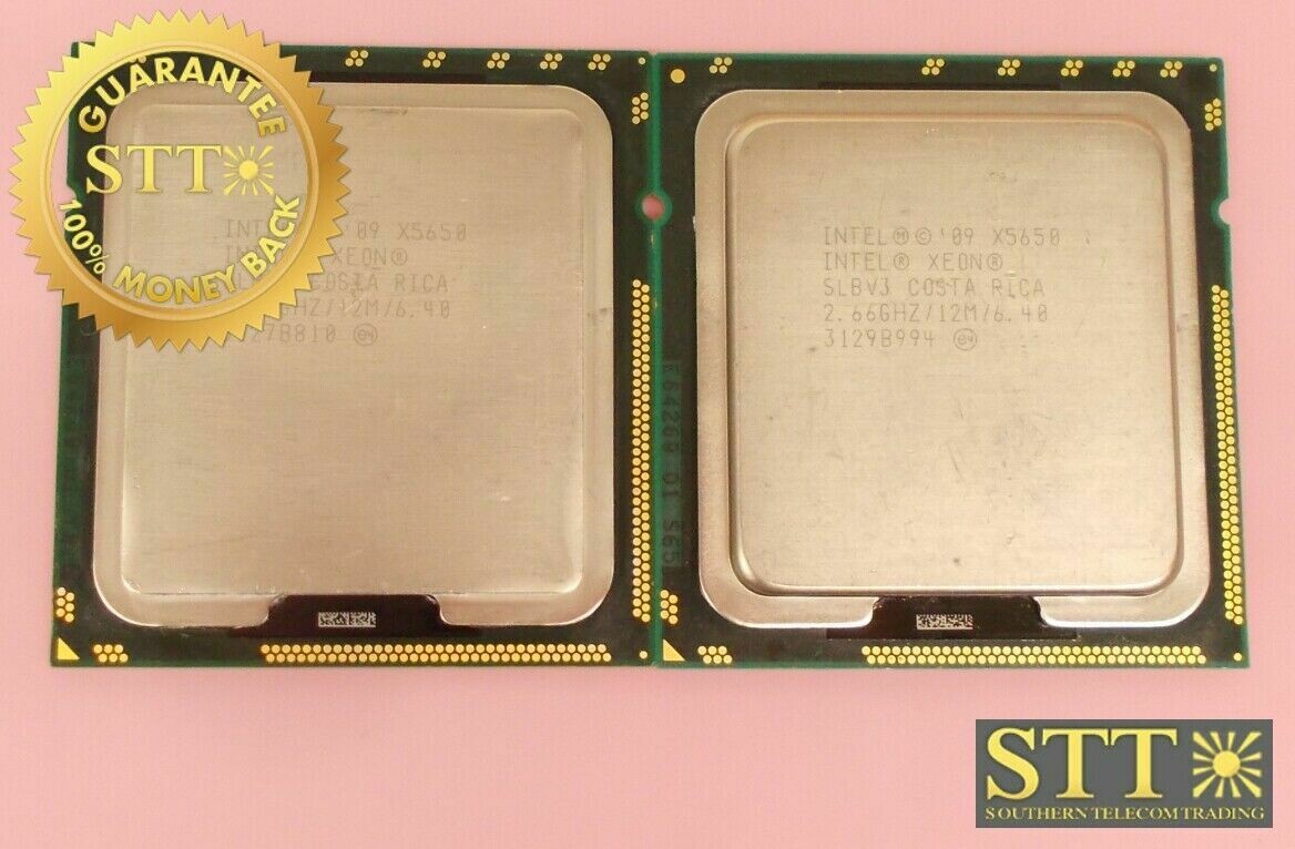 X5650 INTEL XEON PROCESSOR 12M CACHE 2.66 GHz 6.40 GT/s QPI (LOT OF 2) SLBV3 REFURBISHED - 90 DAY WARRANTY