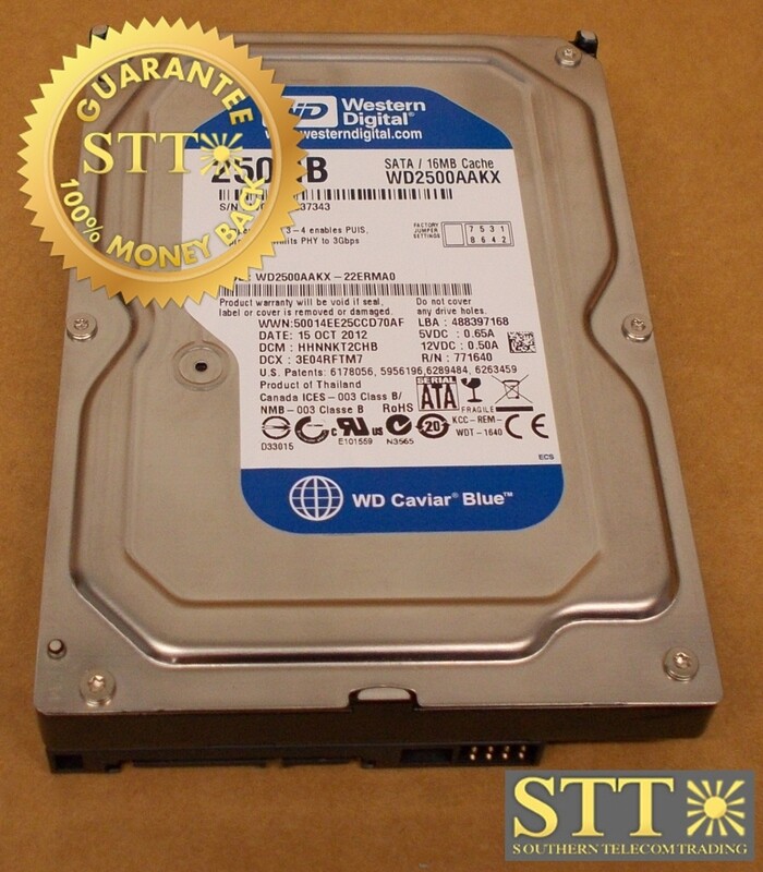 WD2500AAKX-22ERMA0 WESTERN DIGITAL 250GB 7200 RPM 16MB CACHE SATA III 3.5 INCH HARD DRIVE USED - 90 DAY WARRANTY