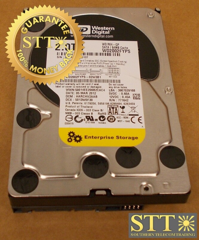 WD2002FYPS-02W3B1 WESTERN DIGITAL RE4-GP 2TB 5.4K RPM 64MB CACHE SATA II 3.5 INCH HARD DRIVE USED - 90 DAY WARRANTY