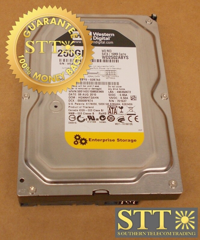 WD2502ABYS-02B7A0 WESTERN DIGITAL RE3 250GB 7200 RPM 16MB CACHE SATA II 3.5 INCH HARD DRIVE USED - 90 DAY WARRANTY
