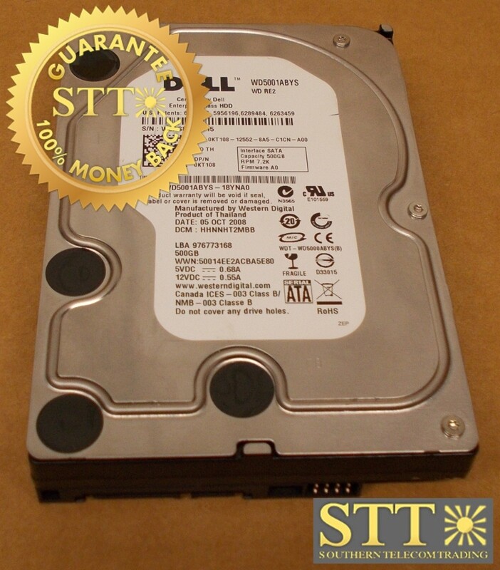 0KT108 DELL RE2 500GB 7200 RPM 16MB CACHE SATA II 3.5&quot; HD WD5001ABYS-18YNA0 REFURBISHED - 90 DAY WARRANTY