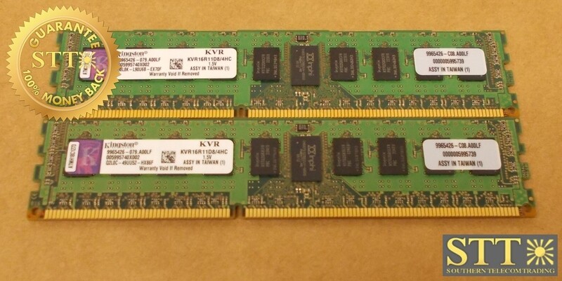 KVR16R11D8/4HC KINGSTON 4GB 2Rx8 PC3-12800 DDR3 9965426-079.A00LF DIMM (LOT OF 2) REFURBISHED - 90 DAY WARRANTY