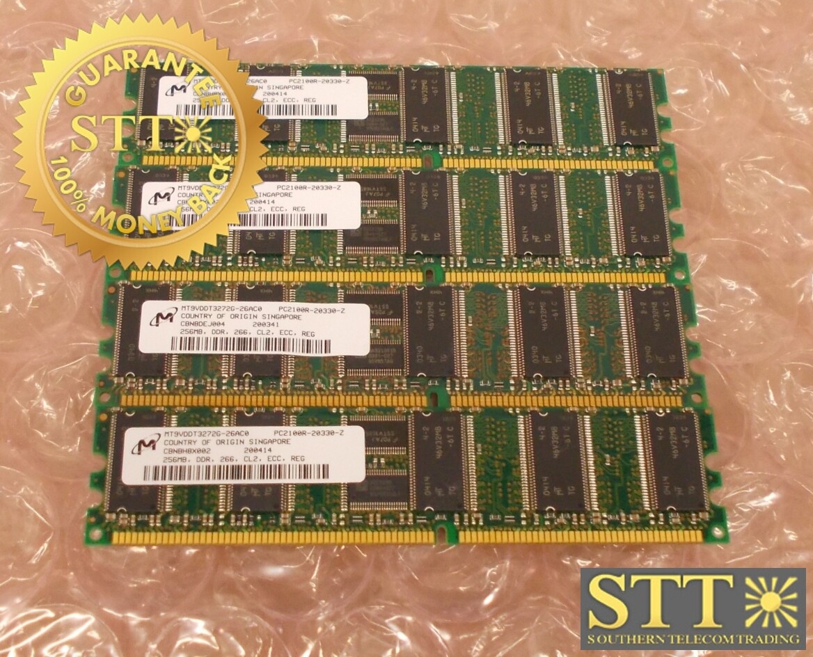 MT9VDDT3272G-26AC0 MICRON 256MB PC2100 DDR-266MHZ ECC DIMM 370-5565-01 (LOT OF 4) USED - 90 DAY WARRANTY