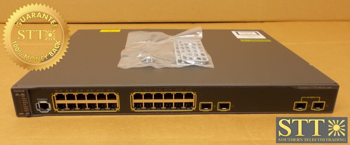 ME-C3750-24TE-M V07 CISCO CATALYST 3750 ETHERNET SWITCH 19/23&quot; MOUNTS COMEH00ARA NO POWER CORD USED- 90-DAY WARRANTY