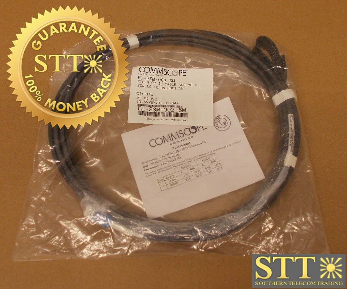 FJ-2SM-002-5M COMMSCOPE HELIAX BEND INSENSITIVE SM FIBER DLC/DLC DISTRIBUTION CABLE 2 FIBER BLACK 5M - NEW - 90-DAY WARRANTY