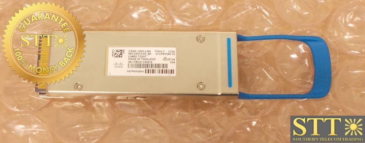 CPAK-100G-LR4  CPAK 100GBASE-LR4 TRANSCEIVER MODULE FOR 10KM SMF 800-39910-09 WOTRDMZBAC - USED - 90 - DAY WARRANTY