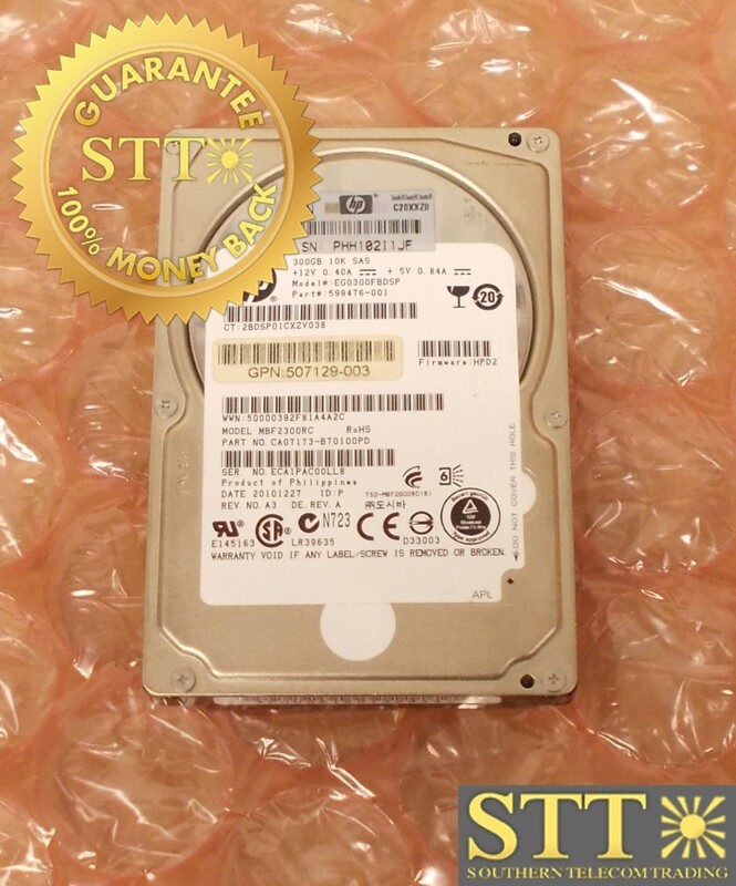 599476-001 HP EG0300FBDSP 300GB 6.0G/S SAS 10K RPM 2.5&quot; HARD DRIVE - USED - 90-DAY WARRANTY