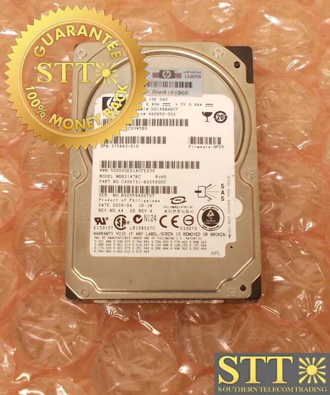 460850-002 HP DG146BABCF 146GB 10K RPM 3G/S SAS 2.5&quot; HARD DRIVE - USED - 90-DAY WARRANTY
