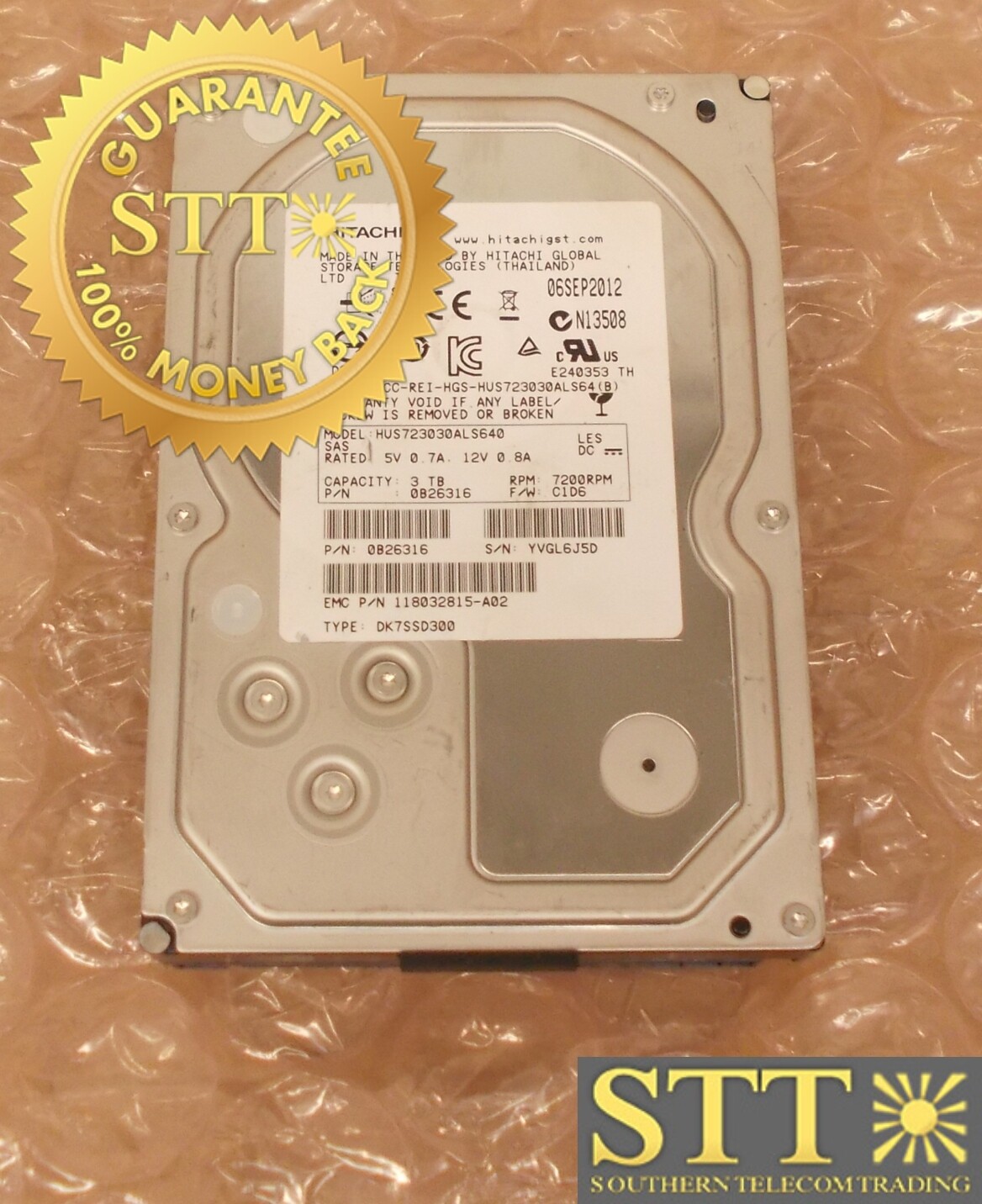 0B26316 HITACHI HUS723030ALS640 3TB 7.2K RPM 6G/S SAS 3.5&quot; HARD DRIVE - USED - 90-DAY WARRANTY