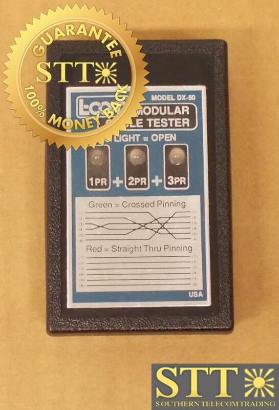 DX-50 L-COM 6 POSITION MODULAR PATCH CORD TESTER - USED - 90 - DAY WARRANTY