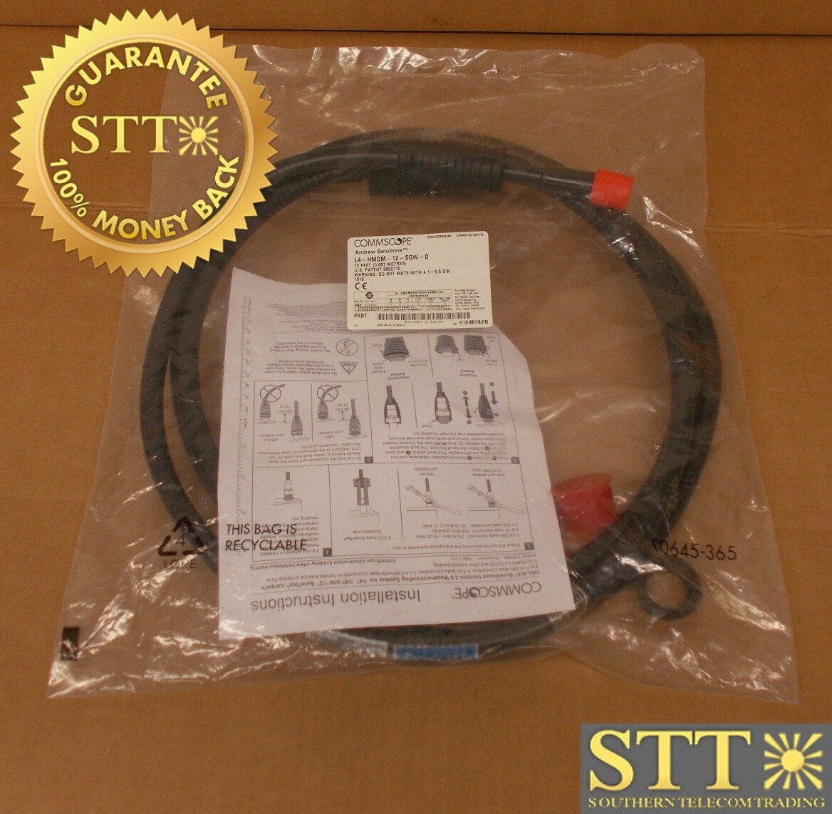 L4-HMDM-12-SGW-D COMMSCOPE ANDREW LDF4-50 DIN MALE/DIN MALE SUREGUARD 12FT - NEW - 90 - DAY WARRANTY