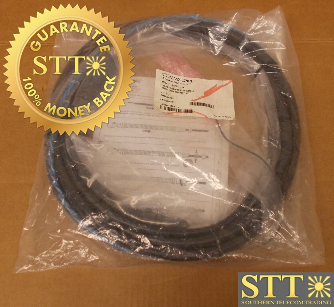 HFT412-2S29F-10 COMMSCOPE HELIAX HYBRID CABLE ASSEMBLY 6-OVP TO RRU 4 POWER 12AWG 2 FIBER 10FT - NEW - 90 - DAY WARRANTY