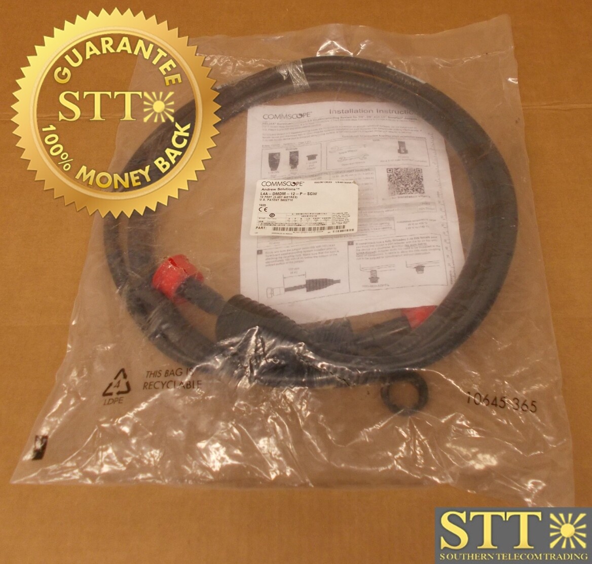L4A-DMDM-12-P-SGW COMMSCOPE LDF4-50A JUMPER 7-16 DIN M SUREGUARD 12FT - NEW - 90-DAY WARRANTY