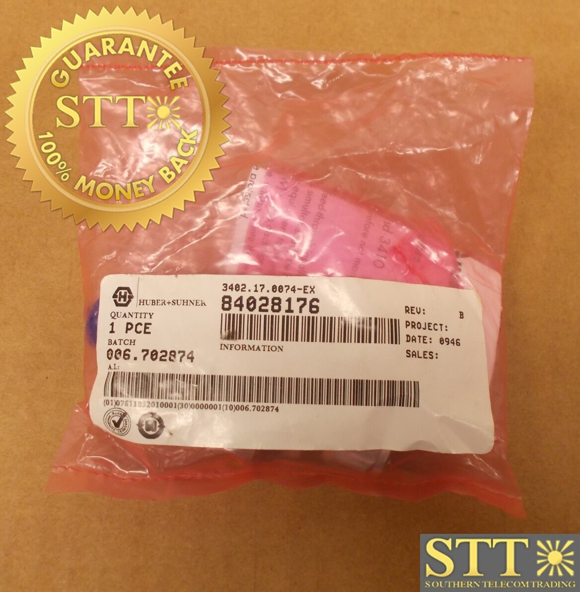 3402.17.0074-EX HUBER+SUHNER LIGHTNING ARRESTOR EMP PROTECTOR 84028176 - NEW - 90 - DAY WARRANTY
