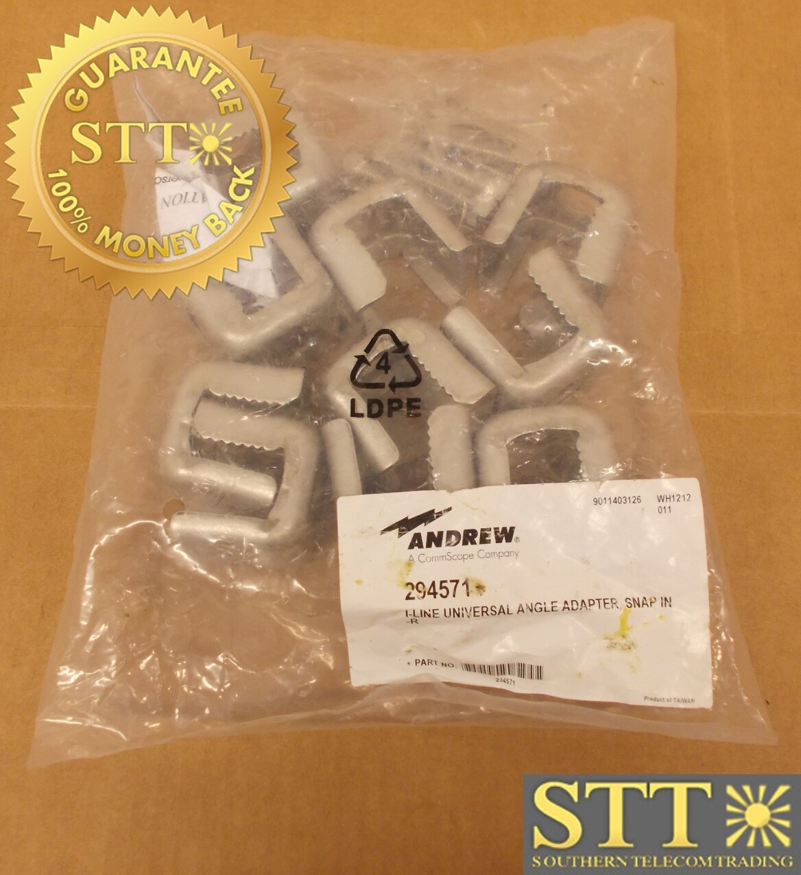 294571 ANDREW I-LINE ANGLE ADAPTER STAINLESS STEEL KIT W/T 3/4&quot; (SNAP-IN) PACK/10 - NEW - 90 - DAY WARRANTY