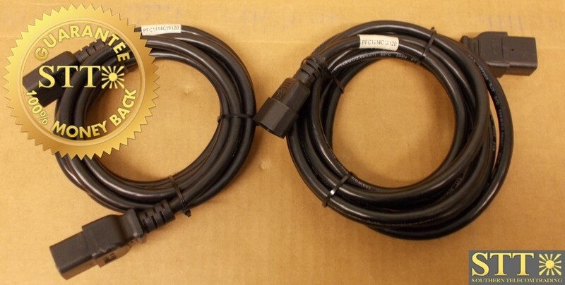 PFC1414C19120 POWERFIG POWER CORD IEC320 C14 TO C19 CONNECTORS 10FT 15A/250V 14/3 SJT BLACK (LOT OF 2) - USED - 90 - DAY WARRANTY