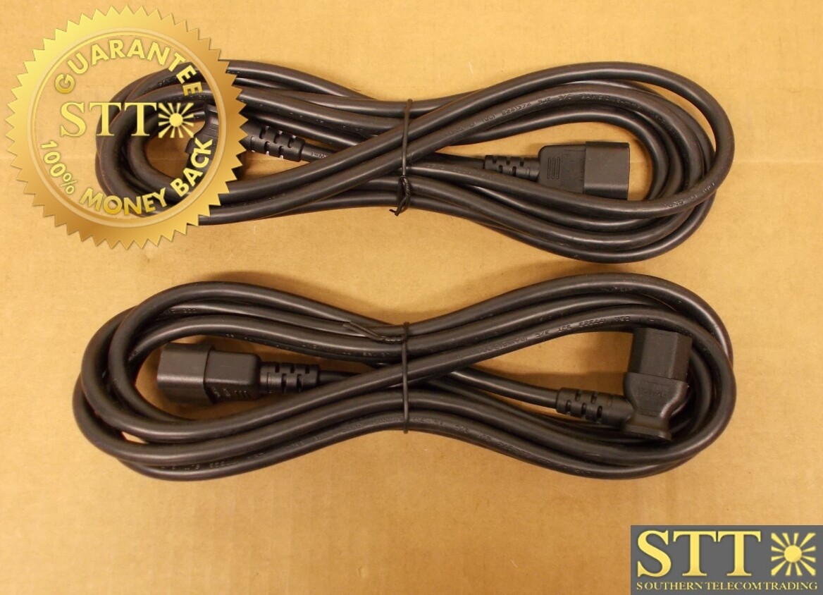 PFC14T18E144 POWER CORD 12FT IEC320 C14 LEFT TO C13 10A/250V 18/3 SJT BLACK (LOT OF 2) - USED - 90 - DAY WARRANTY