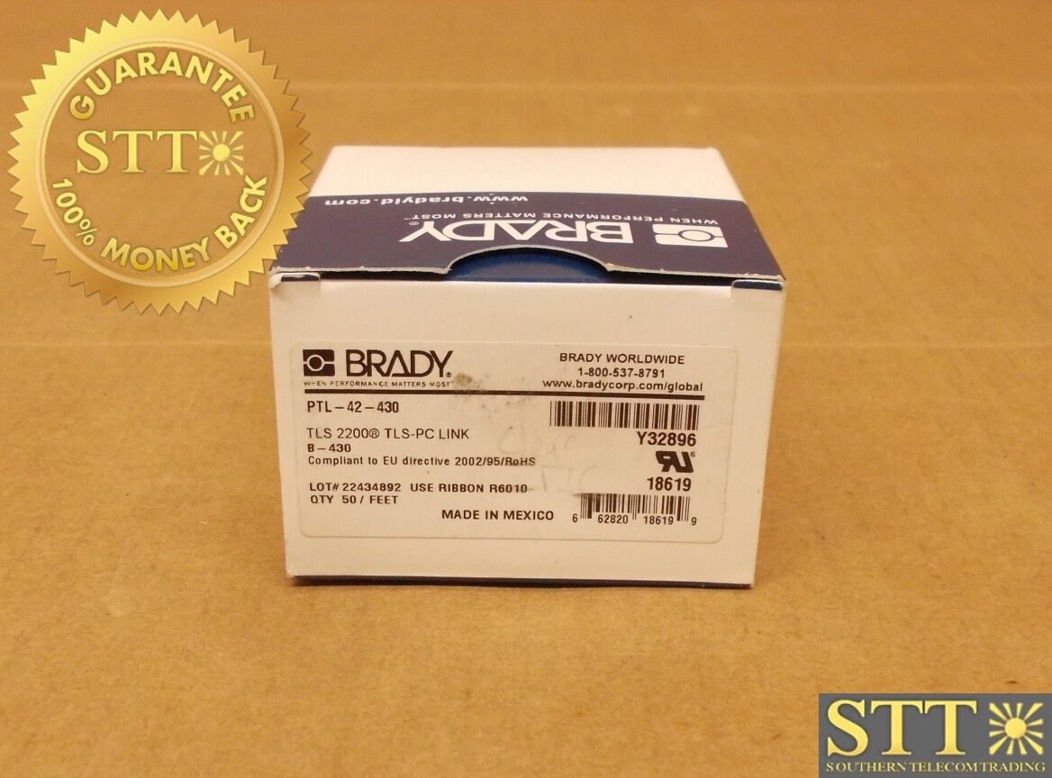 PTL-42-430 BRADY TLS 2200/TLS-PC LINK LABELS 1&#39;X50&#39; - NEW - 90 - DAY WARRANTY