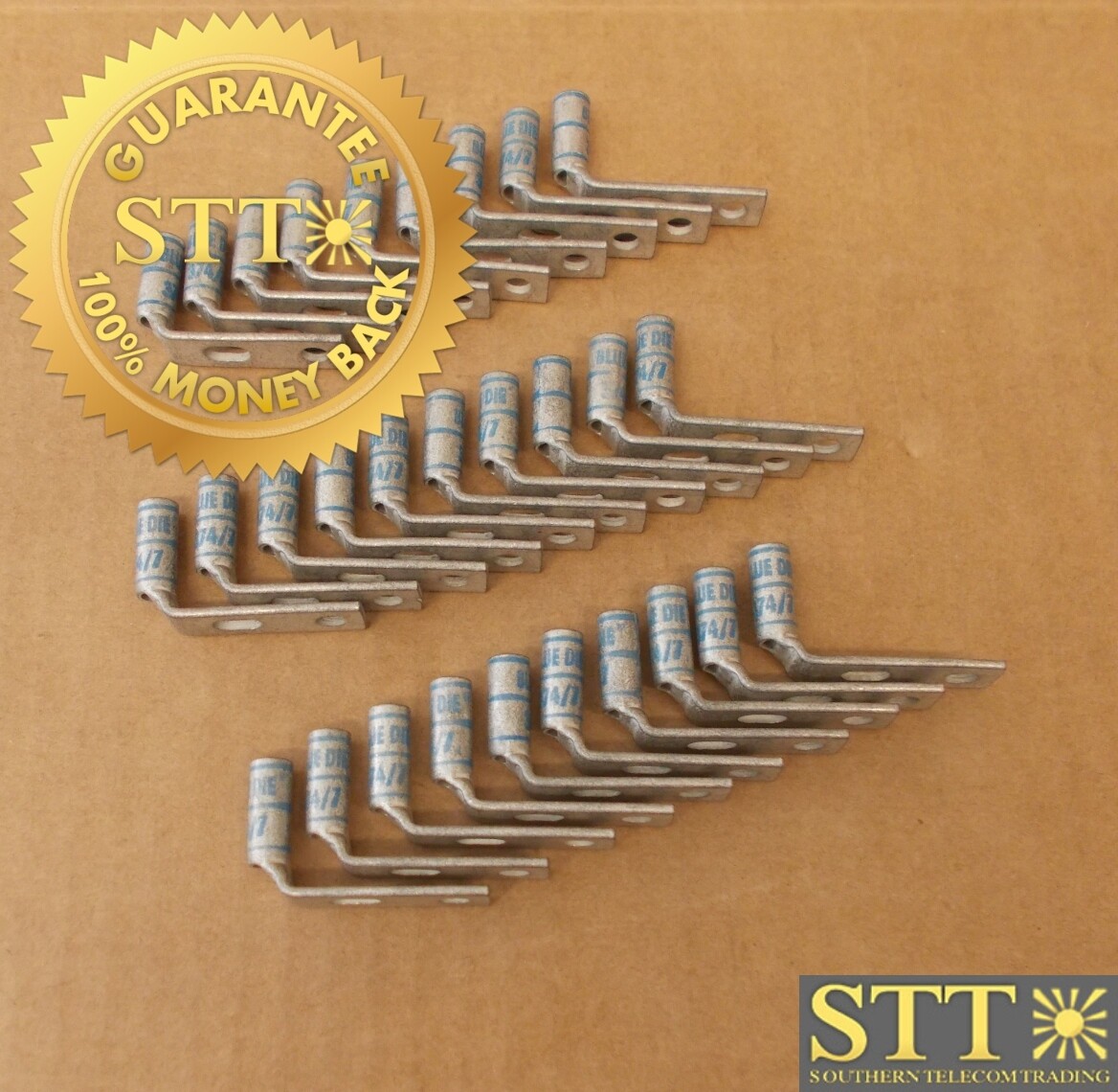 YAZV6C2TC10FX90SL BURNDY COPPER TUBING TERMINAL,6 (61/#24) DLO,#10 BOLT BLUE 374/4 (LOT OF 29) - NEW - 90 - DAY WARRANTY