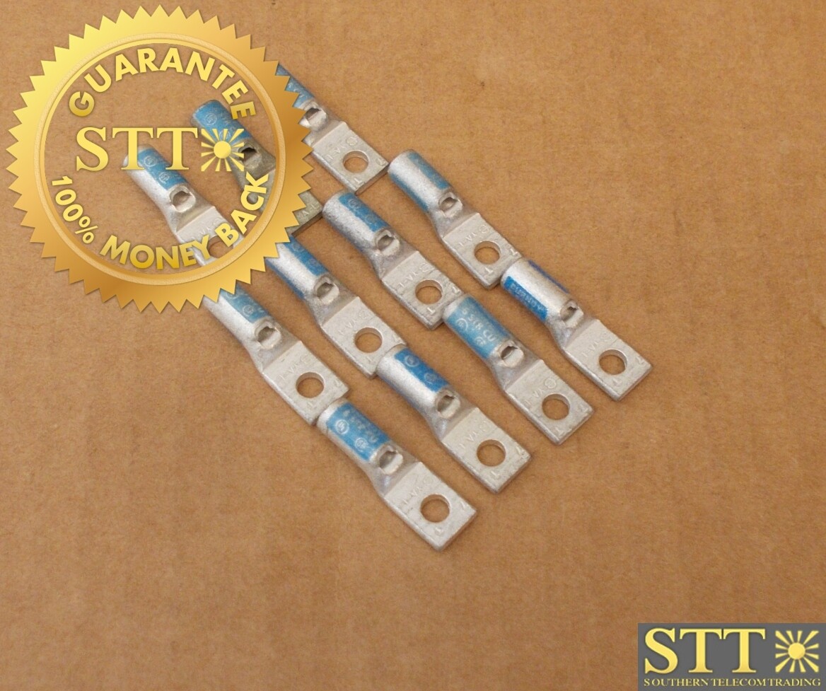 YAL6CT316 BURNDY 1 HOLE HYLUG SB #6AWG 3/16&quot; STUD BLUE 7 ( LOT OF 11) - NEW - 90 - DAY WARRANTY