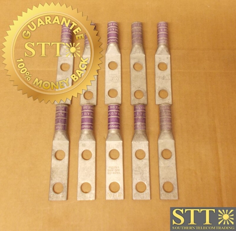 YA282N BURNDY 2 HOLE COMP LUG 1/2&quot; STUD 4/0 AWG CU 1 3/4&quot; HOLE SPACING (LOT OF 10) - NEW - 90 - DAY WARRANTY