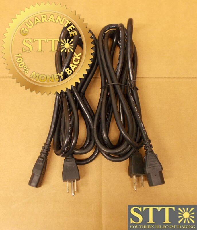PF51514C13120DS POWERFIG POWER CORD 10FT NEMA 5-15 TO IEC320 C13 15A/125V 14/3 SJT BLACK (LOT OF 2) - USED - 90 - DAY WARRANTY