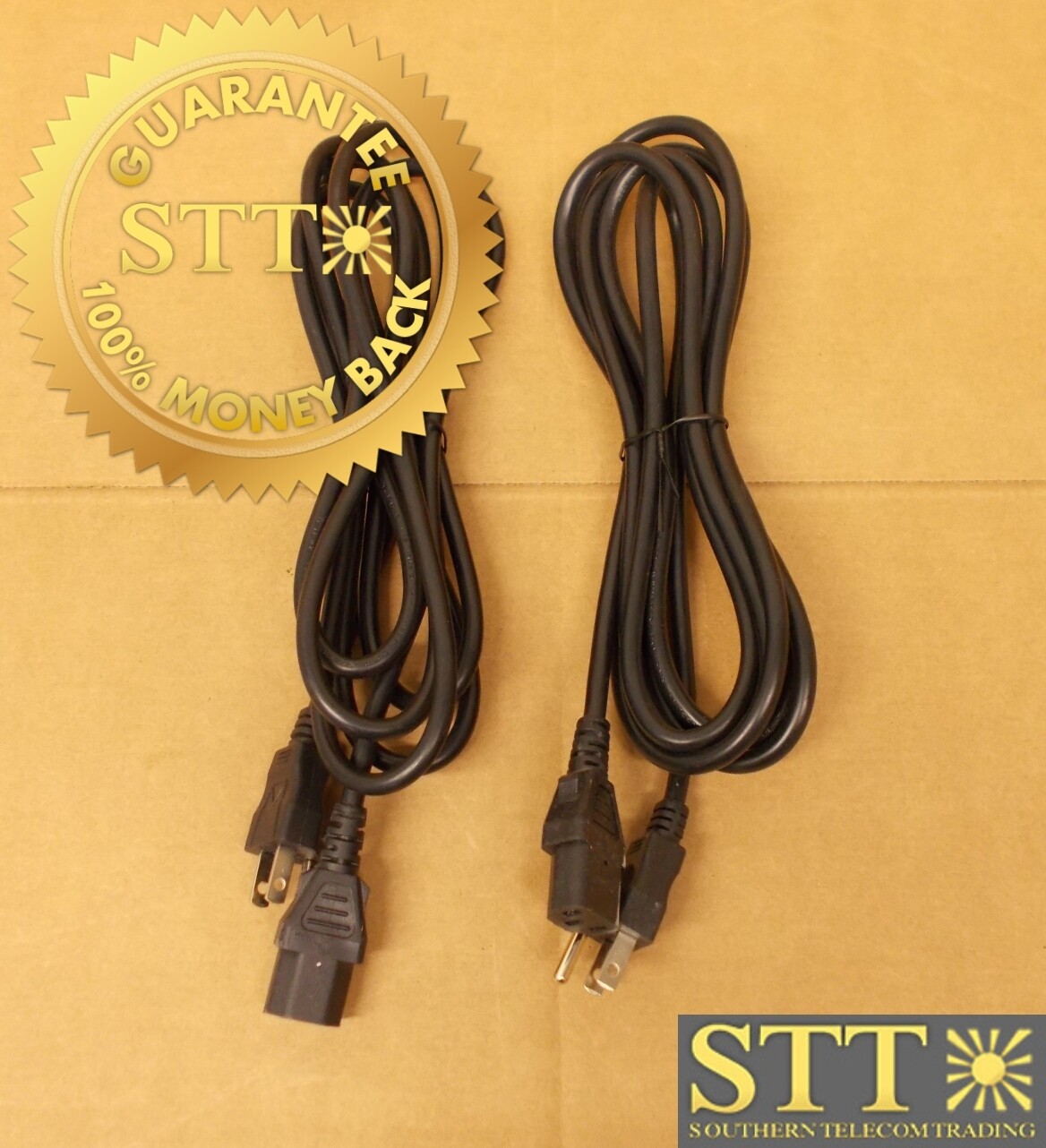 PF51518C13120HS POWERFIG POWER CORD 10FT NEMA 5-15 TO IEC320 C13 10A/125V 18/3 SJT BLACK (LOT OF 2) - USED - 90 - DAY WARRANTY