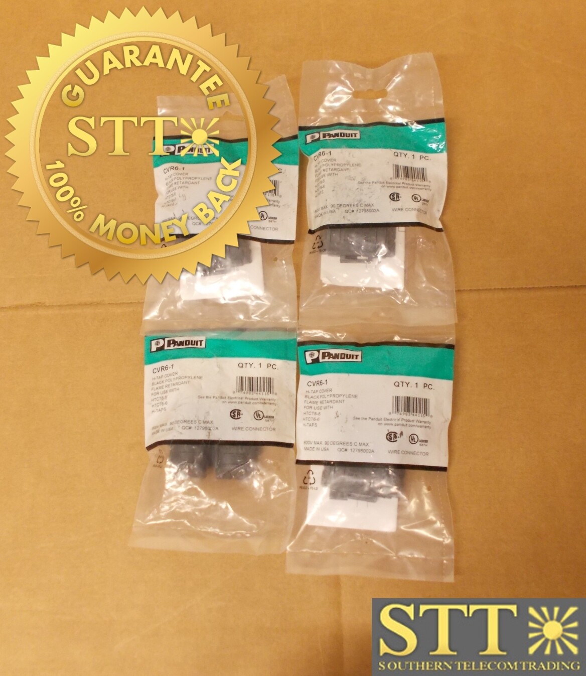 CVR6-1 PANDUIT H-TAP COVER BLACK FOR USE W/ CTAP4-8, CTAP4-6, CTAP4-4 ( LOT OF 4 ) - NEW - 90 - DAY WARRANTY