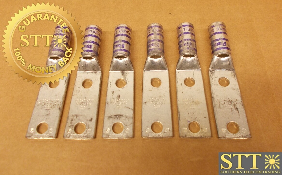 LCC4/0-38W PANDUIT 3/8&quot; HOLE 1-3/4&quot; SPACING LONG BARREL LUG PURPLE DIE ( LOT OF 6 ) - NEW - 90 - DAY WARRANTY