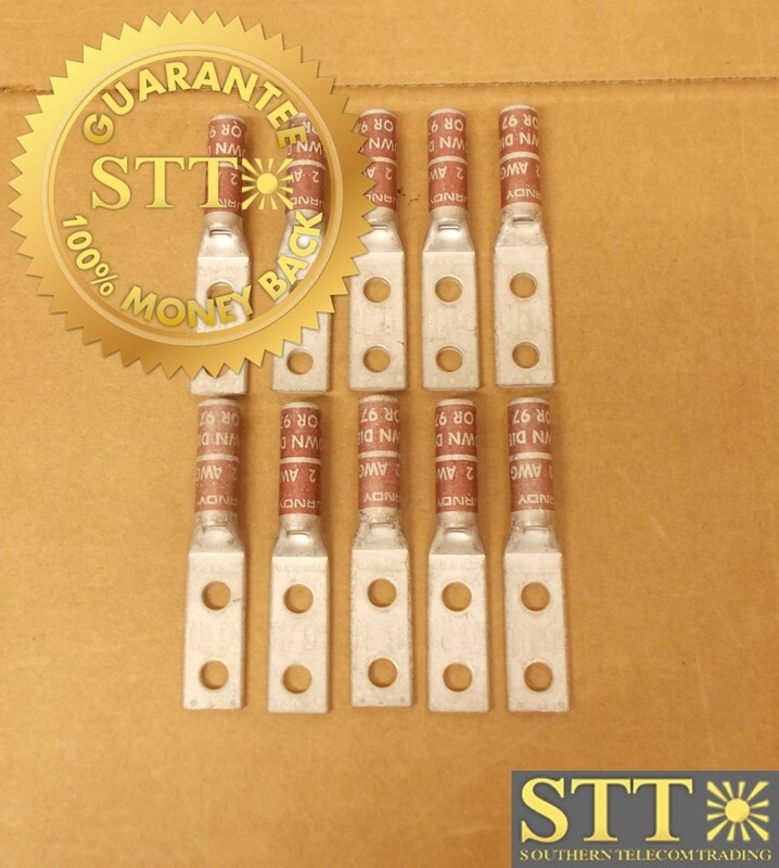 YAZ2C2TC14E2 BURNDY 1/4&quot; HOLE 3/4&quot; SPACING LONG BARREL LUG 2AWG BROWN DIE ( LOT OF 10) - NEW - 90 - DAY WARRANTY