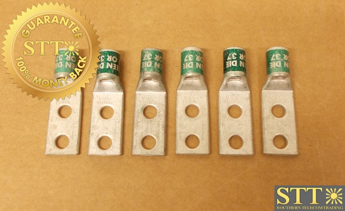 WP91412-L8 LUCENT 2 HOLE LUG 1/4&quot; HOLE 5/8&quot; SPACING SHORT BARREL GREEN (LOT OF 6) - NEW - 90 - DAY WARRANTY