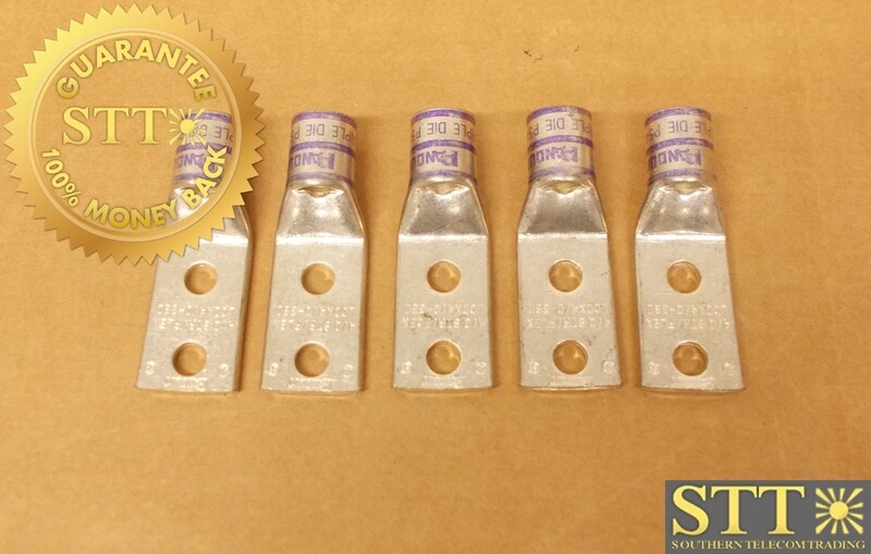 LCDX4/0-38D PANDUIT 3/8&quot; HOLES 1&quot; SPACING SHORT BARREL LUG PURPLE 4/0 (LOT OF 5) - NEW - 90 - DAY WARRANTY