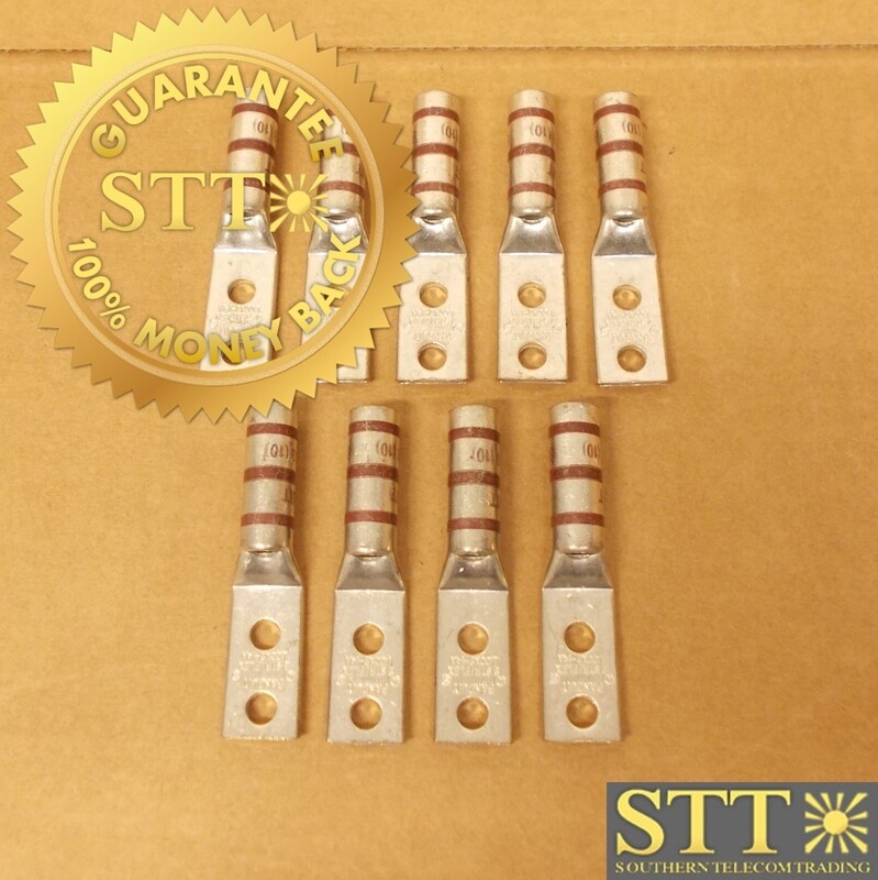LCCX2-14A PANDUIT LUG 2 HOLE 1/4&quot; HOLE 5/8&quot; SPACING LONG BARREL (LOT OF 9) - NEW - 90 - DAY WARRANTY