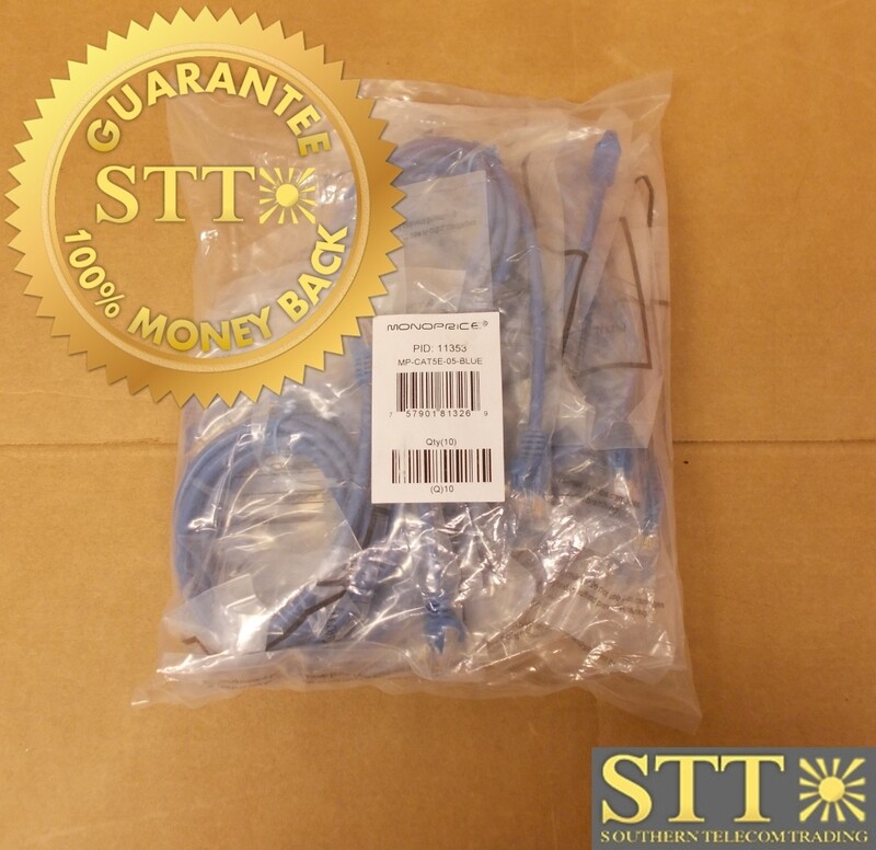 11353 MONOPRICE MP-CAT5E-05-BLUE RJ45 CAT5E 5FT BLUE PATCH CABLE (PACK OF 10) - NEW - 90 - DAY WARRANTY