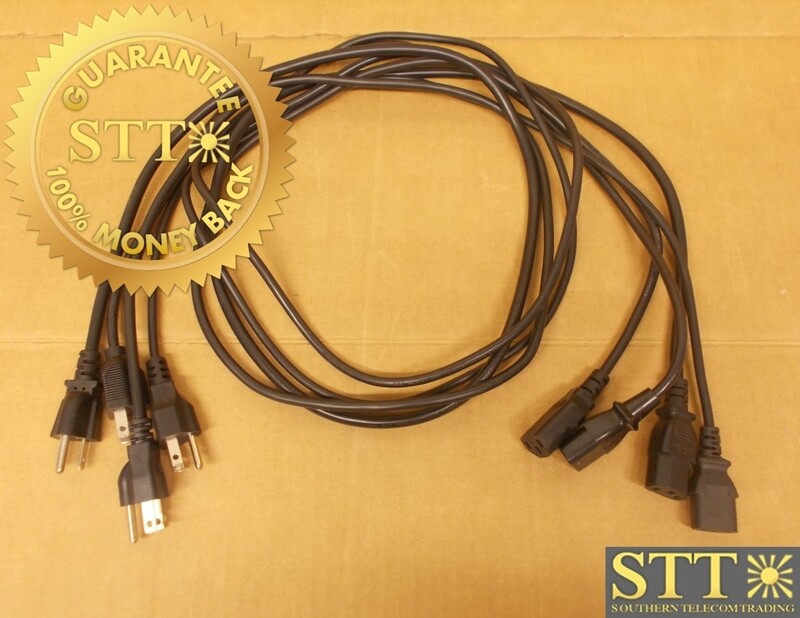 POWERFIG POWER CORD 5FT NEMA 5-15 TO IEC320 C13 10A/125V 18/3 SJT BLACK (LOT OF 4) - NEW - 90 - DAY WARRANTY