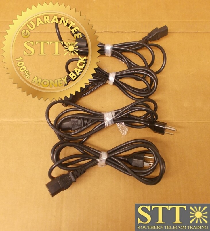 PF51518C1384HS POWERFIG POWER CORD 7FT NEMA 5-15 TO IEC320 C13 10A/125V 18/3 SJT BLACK (LOT OF 4) - NEW - 90 - DAY WARRANTY