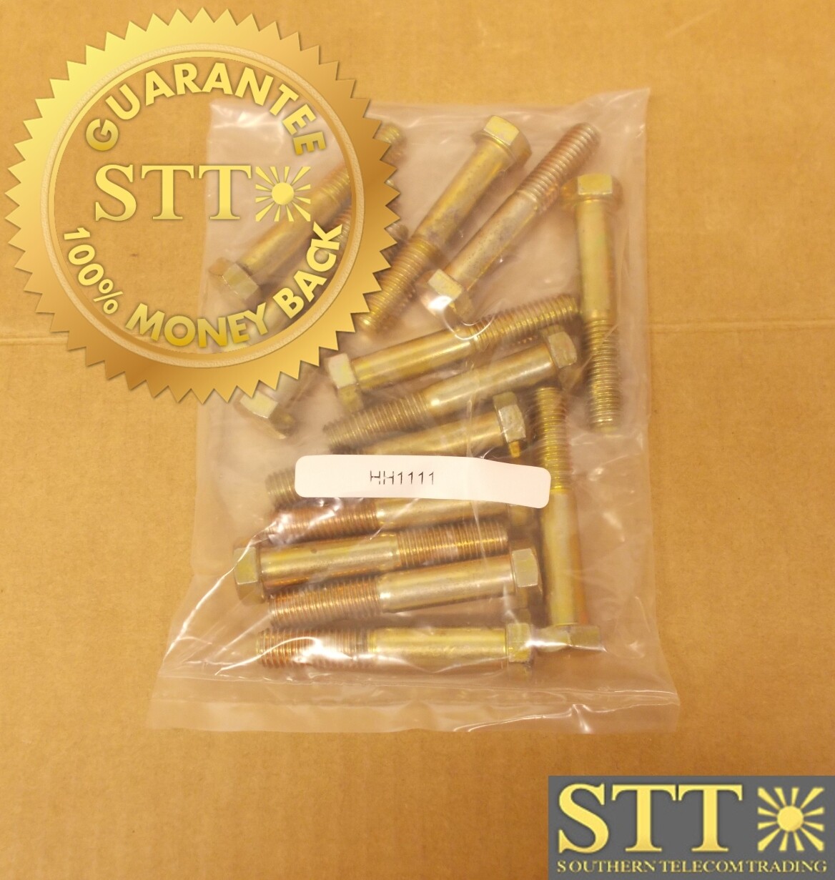 HH1111 CENTRAL STEEL 1/2-13 X 3&quot; HEX HEAD CAP SCREW GRADE 5 ZINC YELLOW ( LOT OF 14) - NEW - 90 - DAY WARRANTY