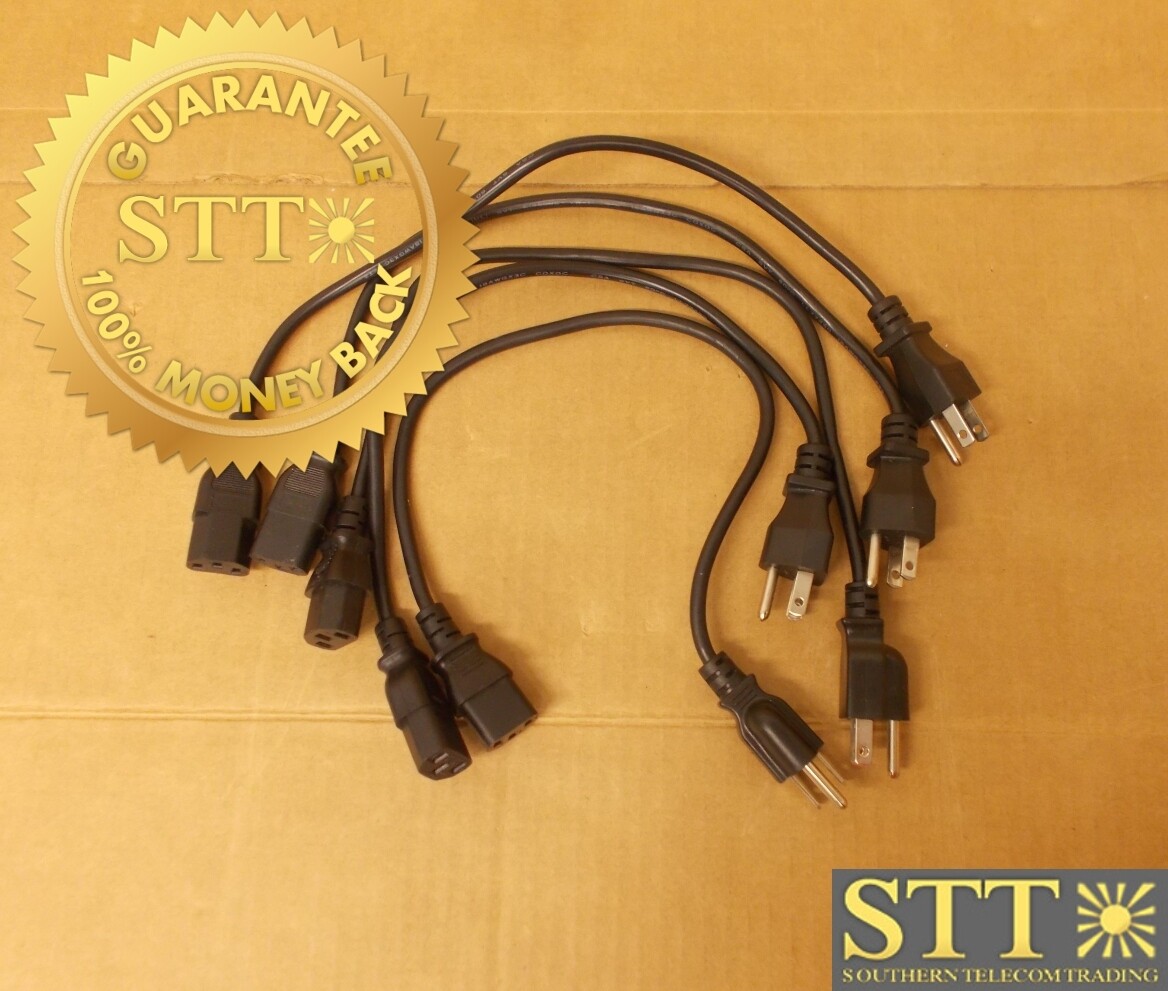 PF51518C1318HS POWER CORD 1.5FT NEMA 5-15 TO IEC320 C13 10A/125V 18/3 BLACK (LOT OF 5) - NEW - 90 - DAY WARRANTY