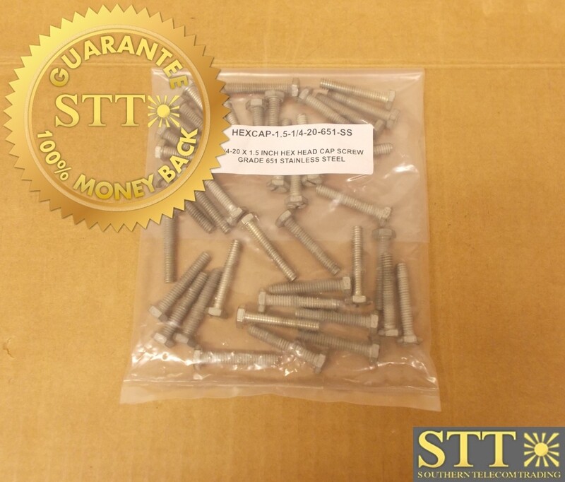 1/4-20 X 1.5 INCH HEX HEAD CAP SCREW GRADE 651 STAINLESS STEEL. HEXCAP-1.5-1/4-20-651-SS ( LOT OF 40) - NEW - 90 - DAY WARRANTY