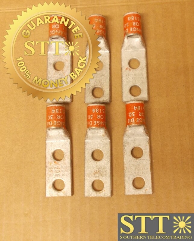 WP91412-L77 LUCENT 2/0 AWG 2 HOLE LUG 3/8&quot; HOLE 1&quot; SPACING ( LOT OF 6) - NEW - 90 - DAY WARRANTY