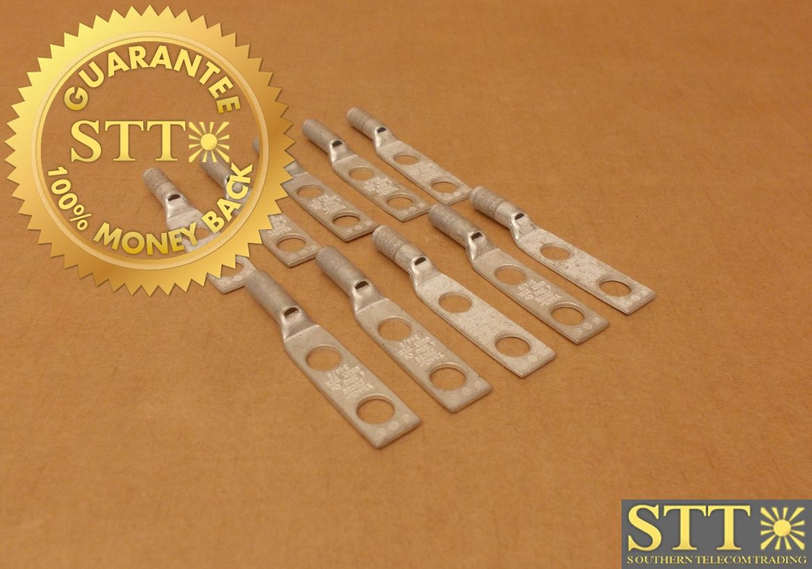 YA4CL2TC38 BURNDY COMP LUG 3/8&quot; STUDE 2 HOLE 1&quot; HOLE SPACING (LOT OF 10) - NEW - 90 - DAY WARRANTY