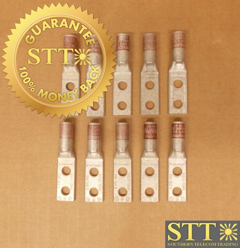 YA2CL2TC14 BURNDY COMP LUG 1/4&#39;&#39; STUD 5/8&#39;&#39; SPACING ( LOT OF 10 )  - NEW - 90 - DAY WARRANTY