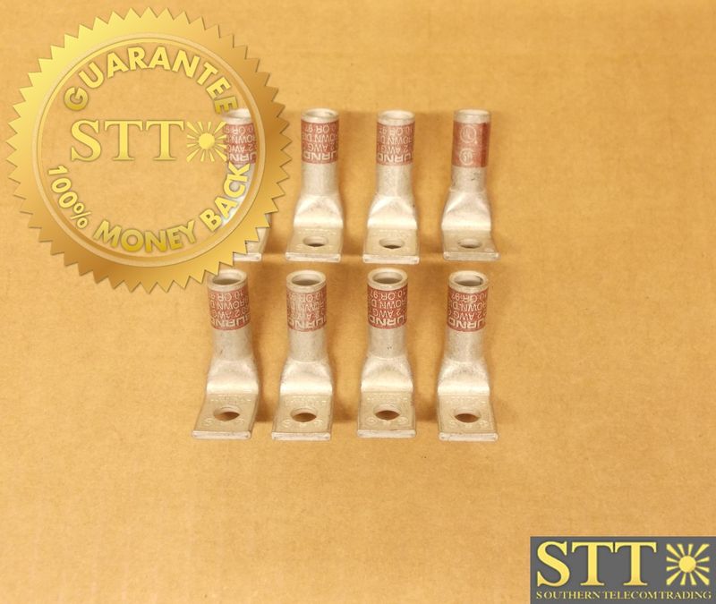 YA2CL290 BURNDY COMP LUG 90 DEG 1/2&quot; STUD 1/4&quot; HOLE ( LOT OF 8 ) NEW - 90 - DAY WARRANTY