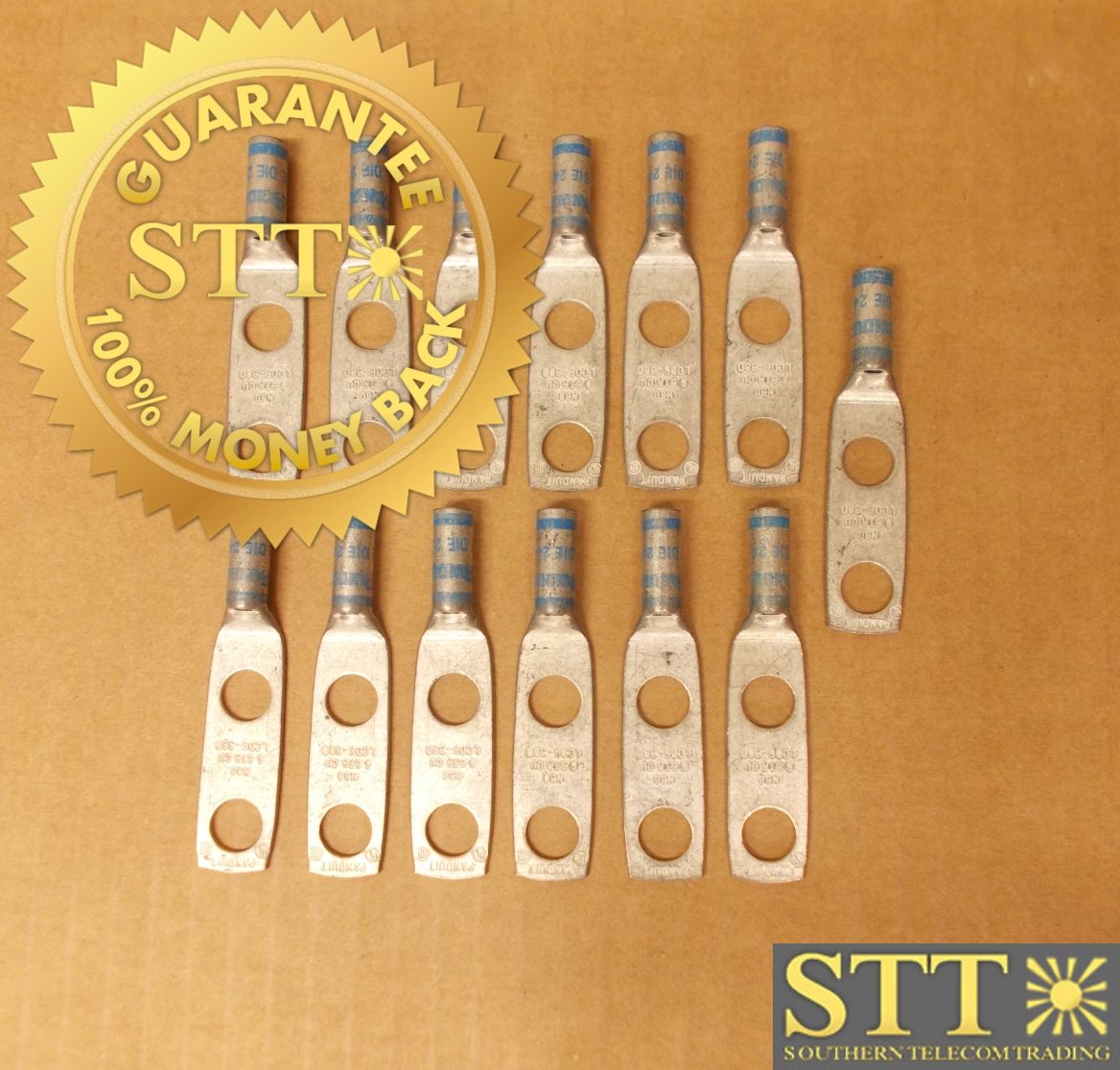 LCD6-38D-L PANDUIT 6 AWG #3/8 TWO-HOLE STANDARD BARREL WITH WINDOW ( LOT OF 13 ) NEW - 90 - DAY WARRANTY